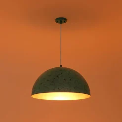 Oxidized Copper Verdigris Turquoise Oversized Dome Pendant