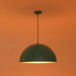 Oxidized Copper Verdigris Turquoise Oversized Dome Pendant