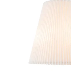 Pleated White Linen Conical Drum Cage Pendant Light