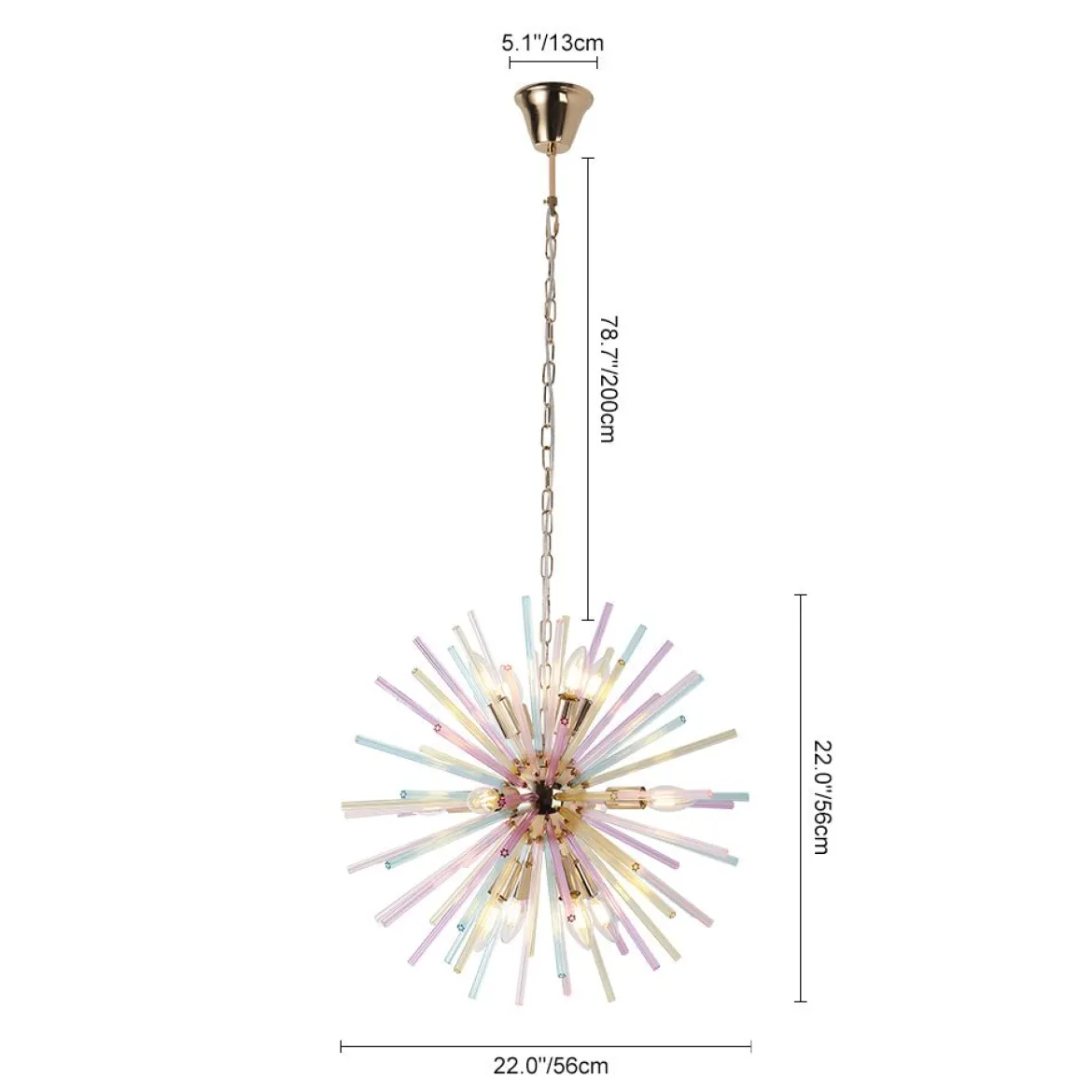 Pop Art Colorful Tube 12-Light Sunburst Chandelier