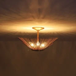 Radiant Antique Gild Gold Foiled Sunburst Round Semi Flush Mount