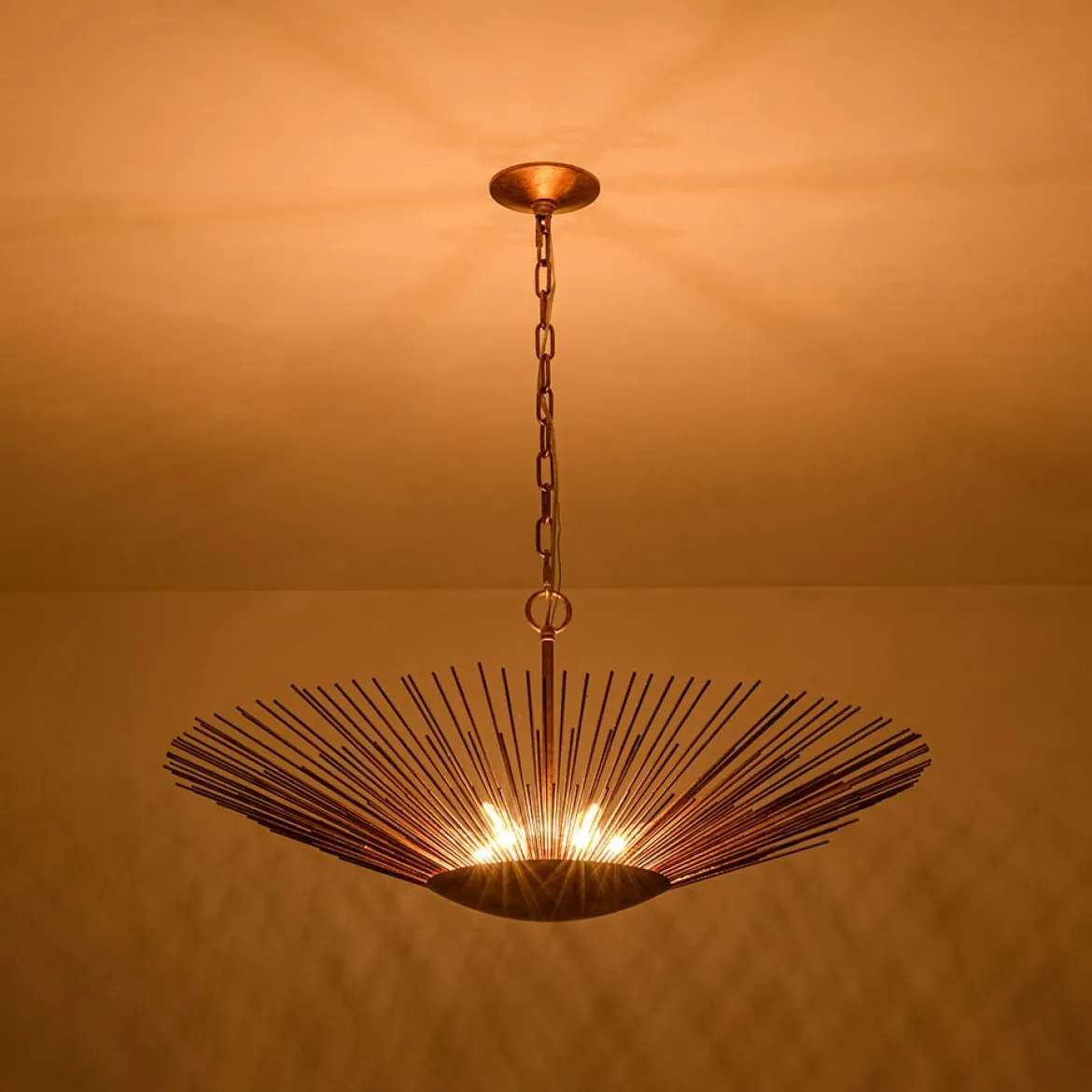 Radiant Luxe Antique Gild Gold Foiled Oversized Sunburst Chandelier