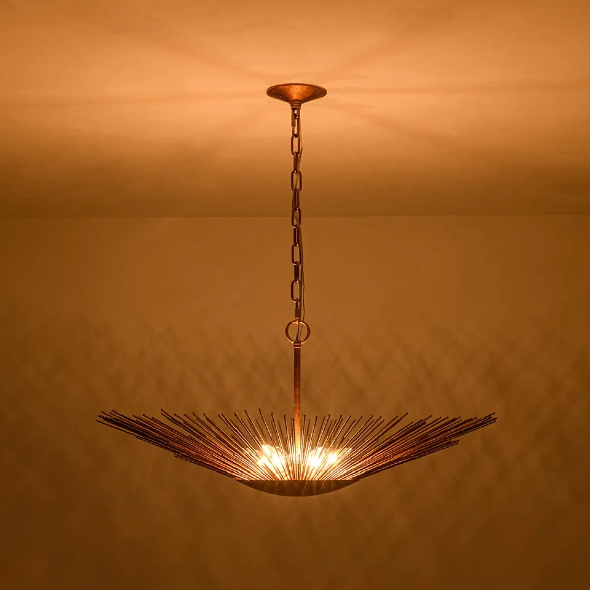 Radiant Luxe Antique Gild Gold Foiled Oversized Sunburst Chandelier