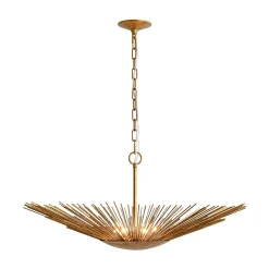 Radiant Luxe Antique Gild Gold Foiled Oversized Sunburst Chandelier