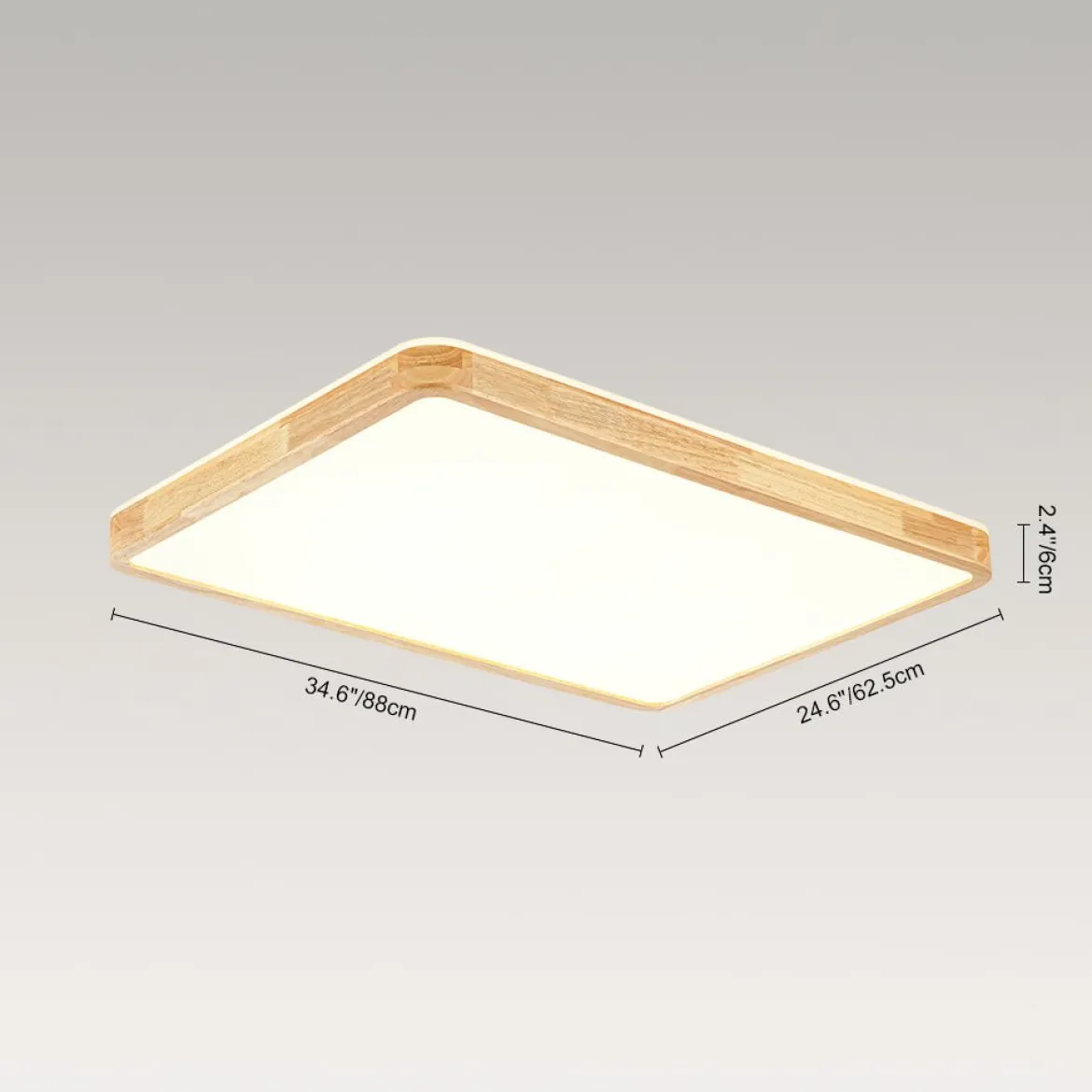 Rectangle Wood Dimmable LED Flush Mount Light