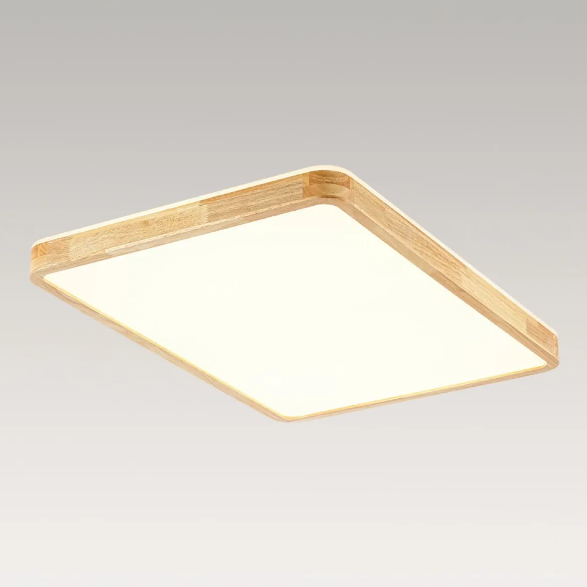 Rectangle Wood Dimmable LED Flush Mount Light