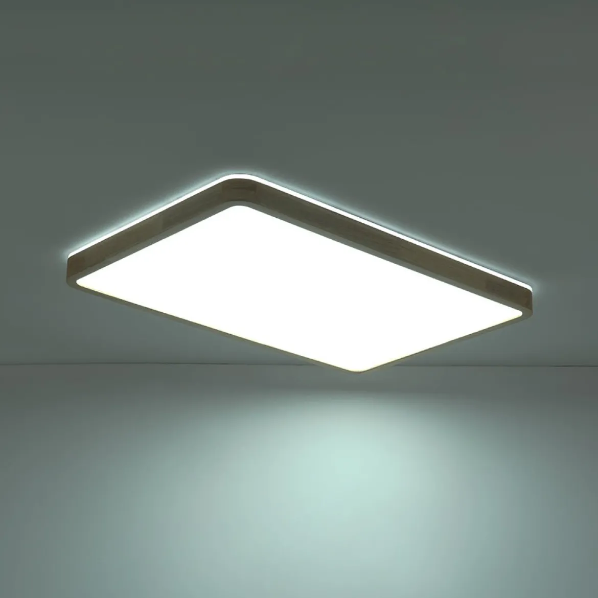 Rectangle Wood Dimmable LED Flush Mount Light