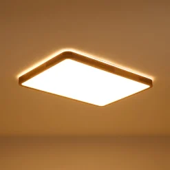 Rectangle Wood Dimmable LED Flush Mount Light