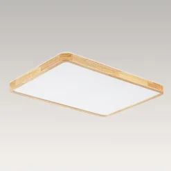 Rectangle Wood Dimmable LED Flush Mount Light