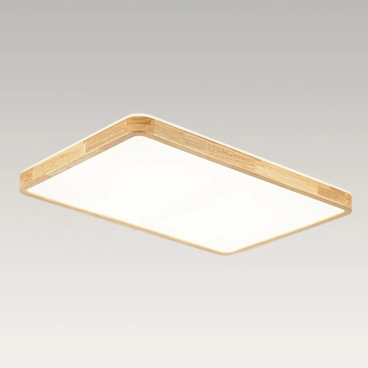 Rectangle Wood Dimmable LED Flush Mount Light