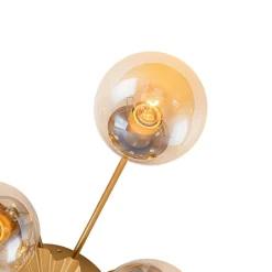 Retro Bloom 12-Light Amber Glass Bubble Semi Flush Chandelier