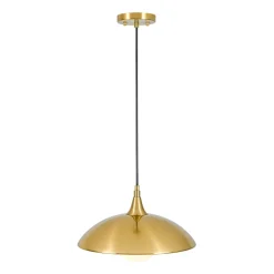 Retro 1-Light Brass Iron Flat Dome Kitchen Pendant