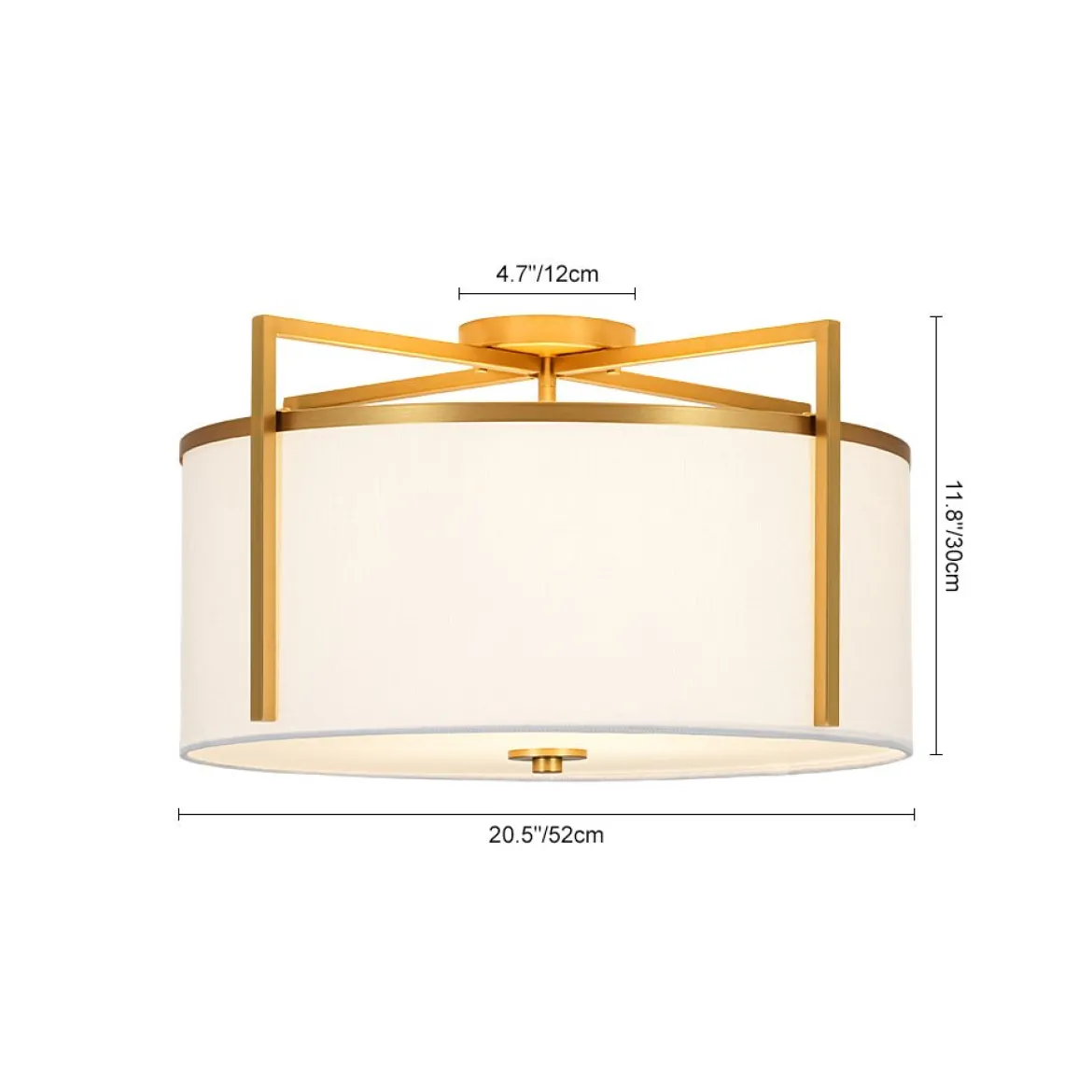 Retro Wide Drum Round Linen Cage Semi Flush Mount