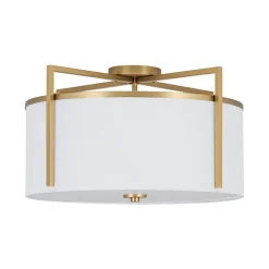 Retro Wide Drum Round Linen Cage Semi Flush Mount