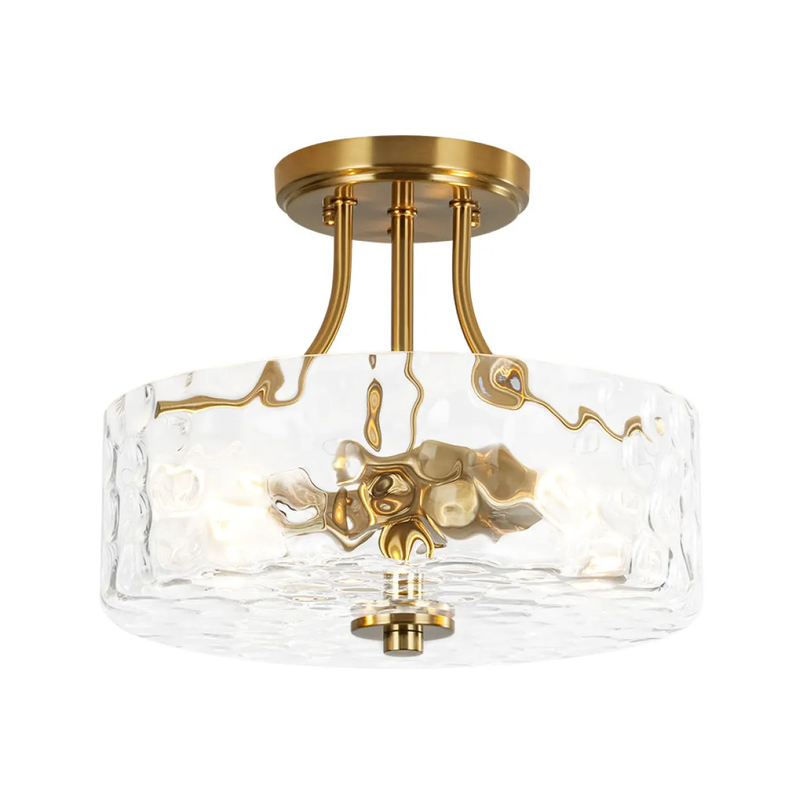 Round Drum Hammered Glass Semi Flush Mount