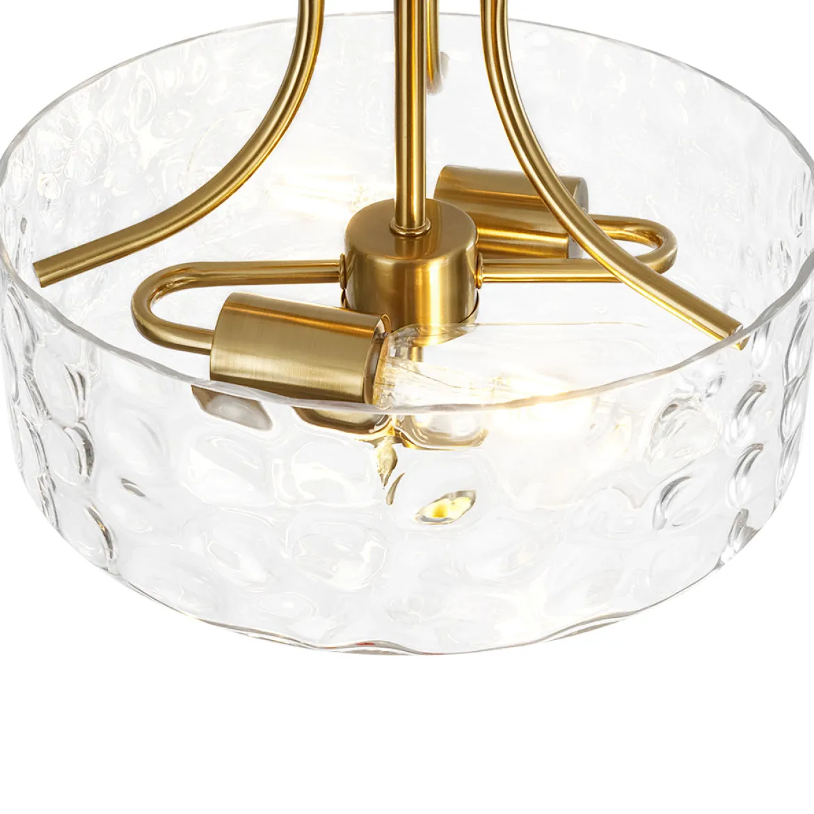 Round Drum Hammered Glass Semi Flush Mount