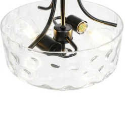 Round Drum Hammered Glass Semi Flush Mount