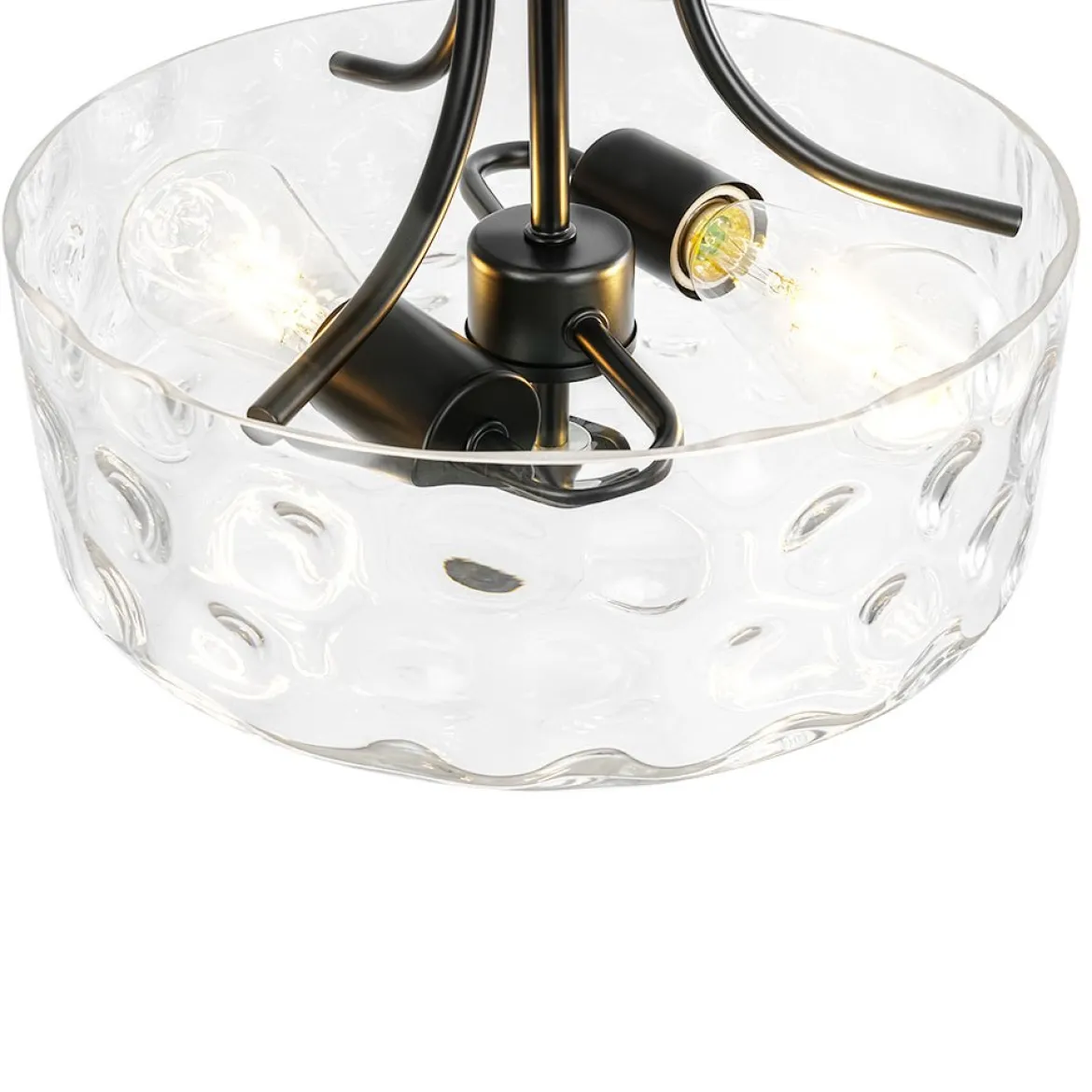 Round Drum Hammered Glass Semi Flush Mount
