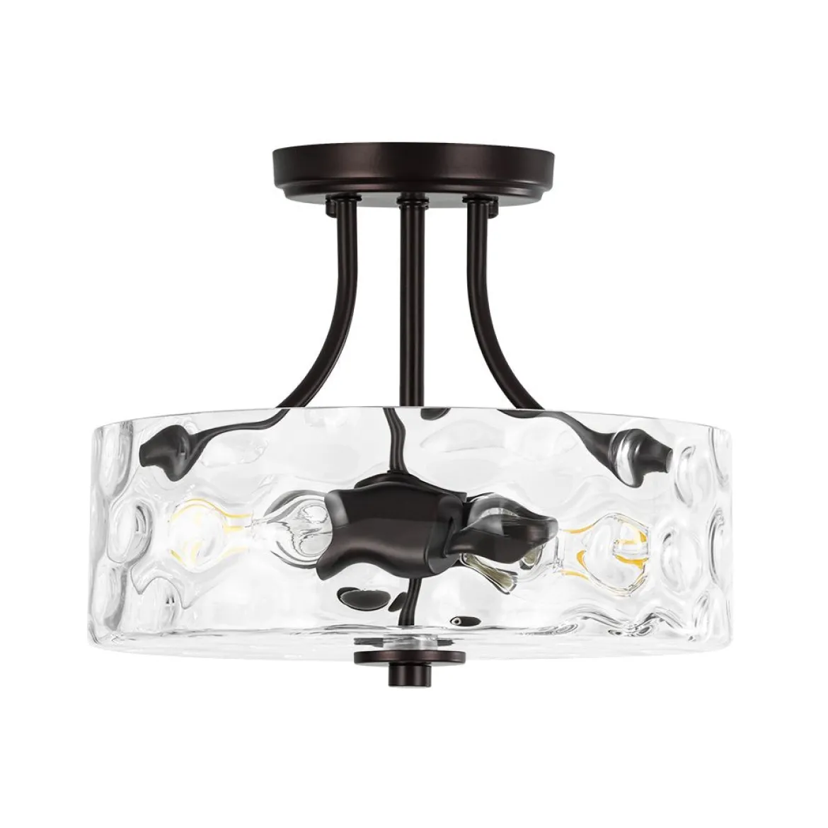 Round Drum Hammered Glass Semi Flush Mount
