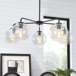 Round Globe Sputnik 5-light Chandelier Bubble Glass Design