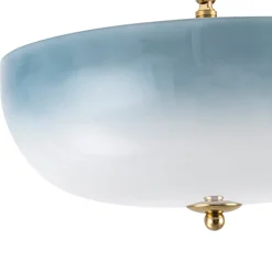 Round Gradient Blue Opal Art Glass Semi Flush Mount