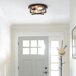Round Hammered Glass Ceiling Light