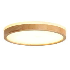 Round LED Wood Flush Mount Light