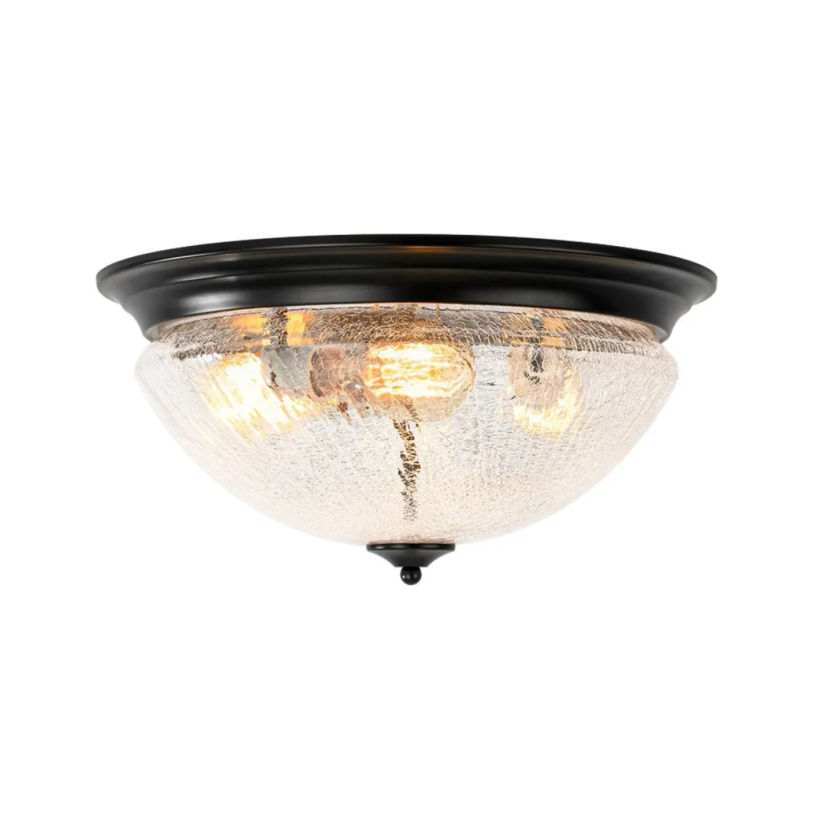 Round Textured Crackled Glass Flush Mount Ceiling Light