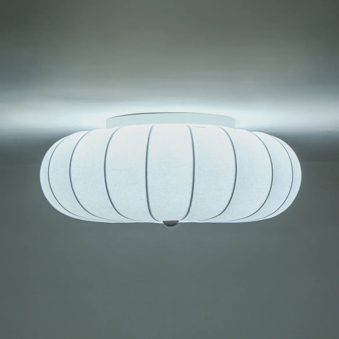 Round White Silk Scalloped Cage Ceiling Light