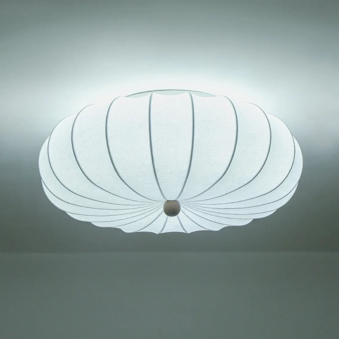 Round White Silk Scalloped Cage Ceiling Light