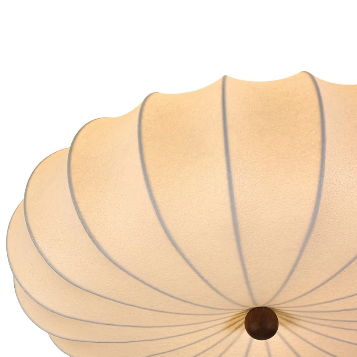 Round White Silk Scalloped Cage Ceiling Light