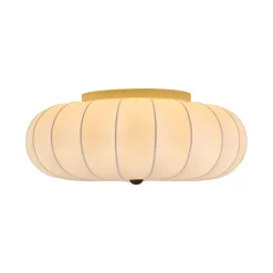 Round White Silk Scalloped Cage Ceiling Light