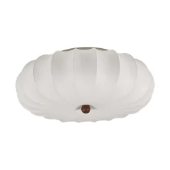 Round White Silk Scalloped Cage Ceiling Light