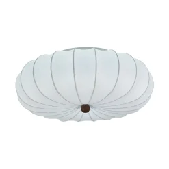 Round White Silk Scalloped Cage Ceiling Light