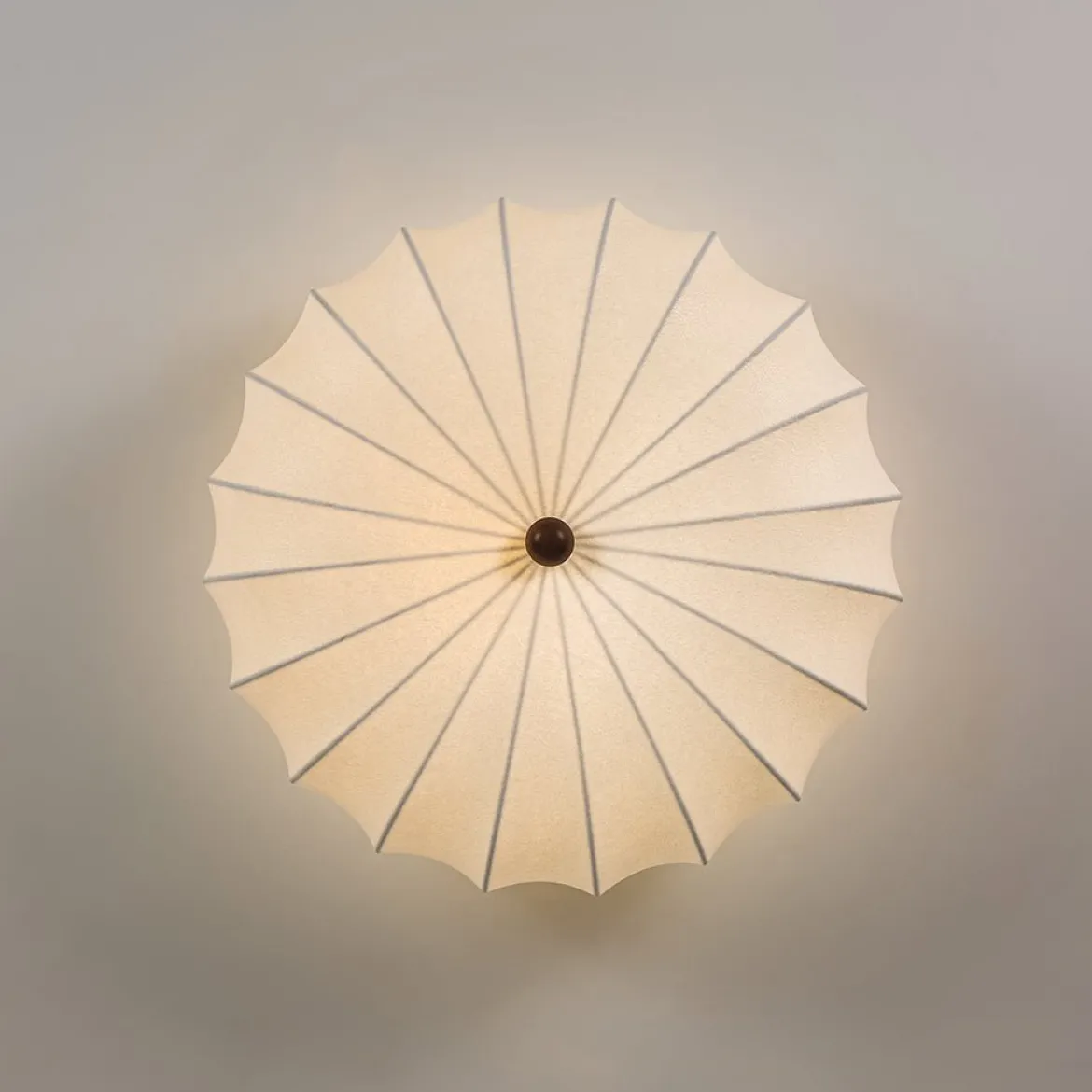 Round White Silk Scalloped Cage Ceiling Light