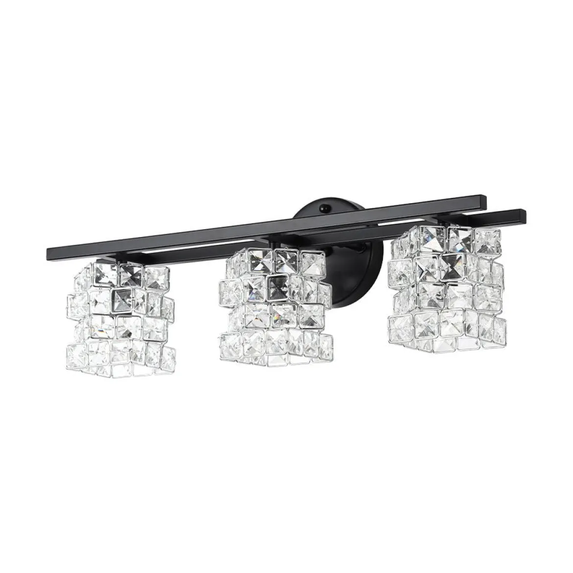 Rubik Cube Style Faceted Crystal Shade Vanity Wall Sconce