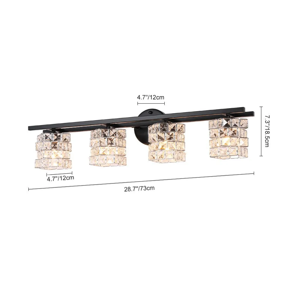 Rubik Cube Style Faceted Crystal Shade Vanity Wall Sconce