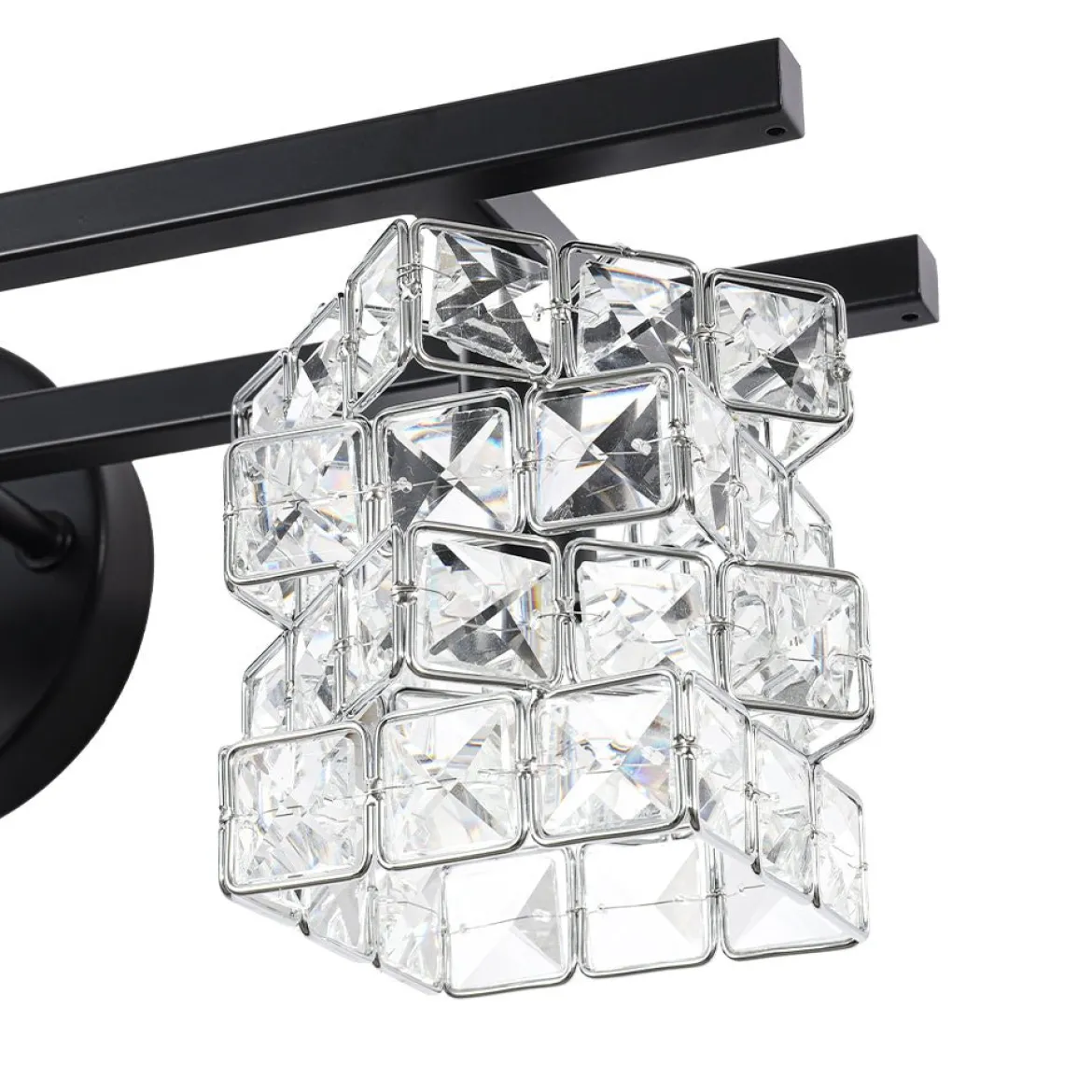 Rubik Cube Style Faceted Crystal Shade Vanity Wall Sconce