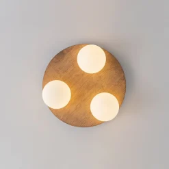 Rural Frosted Glass Globe Wooden Round Semi Flush Mount