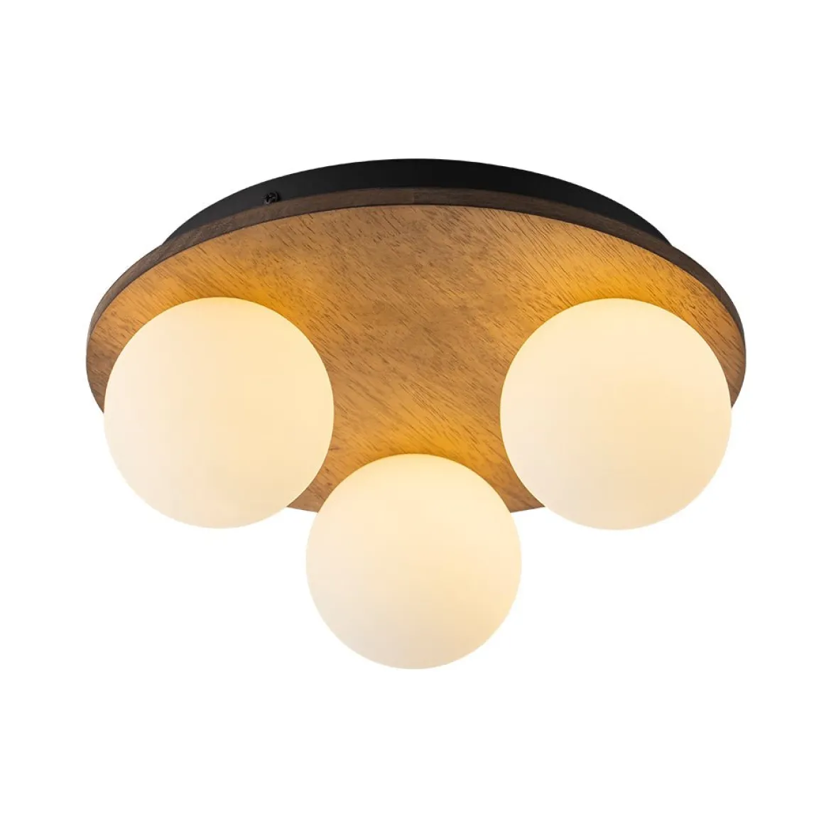Rural Frosted Glass Globe Wooden Round Semi Flush Mount