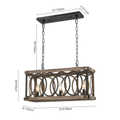 Rustic Aged Wooden Rectangle Box Kitchen Island Pendant
