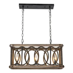 Rustic Aged Wooden Rectangle Box Kitchen Island Pendant