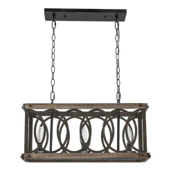 Rustic Aged Wooden Rectangle Box Kitchen Island Pendant