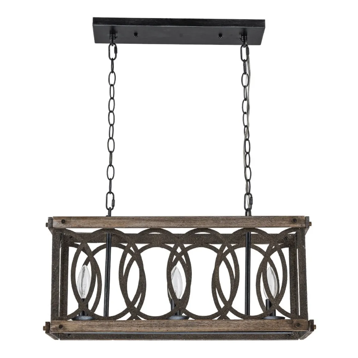Rustic Aged Wooden Rectangle Box Kitchen Island Pendant