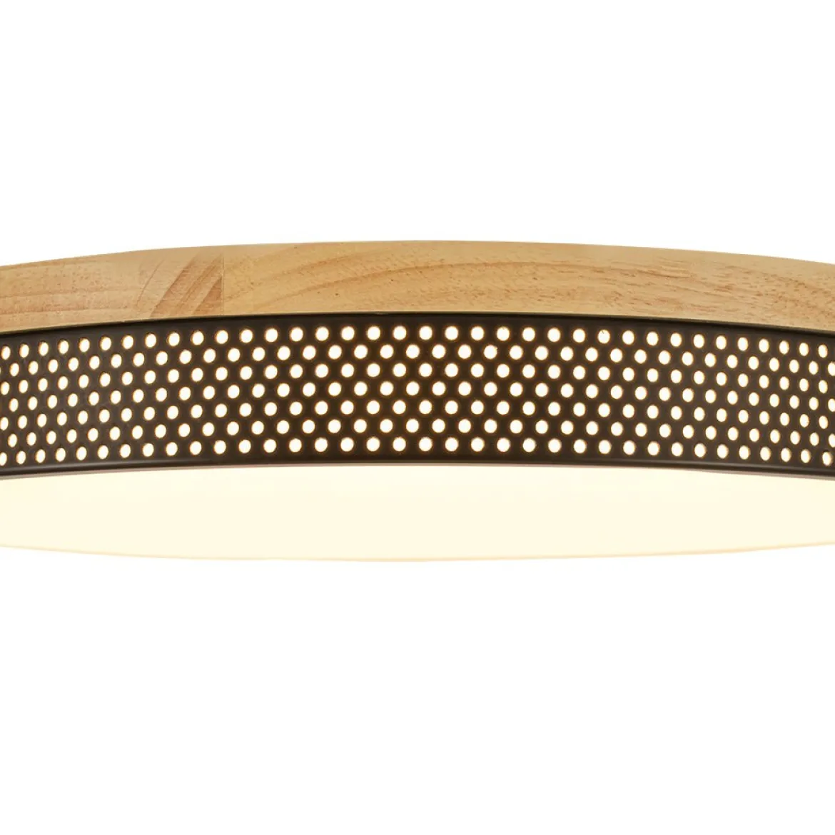 Rustic Black Mesh Wooden Dimmable LED Round Ceiling Light
