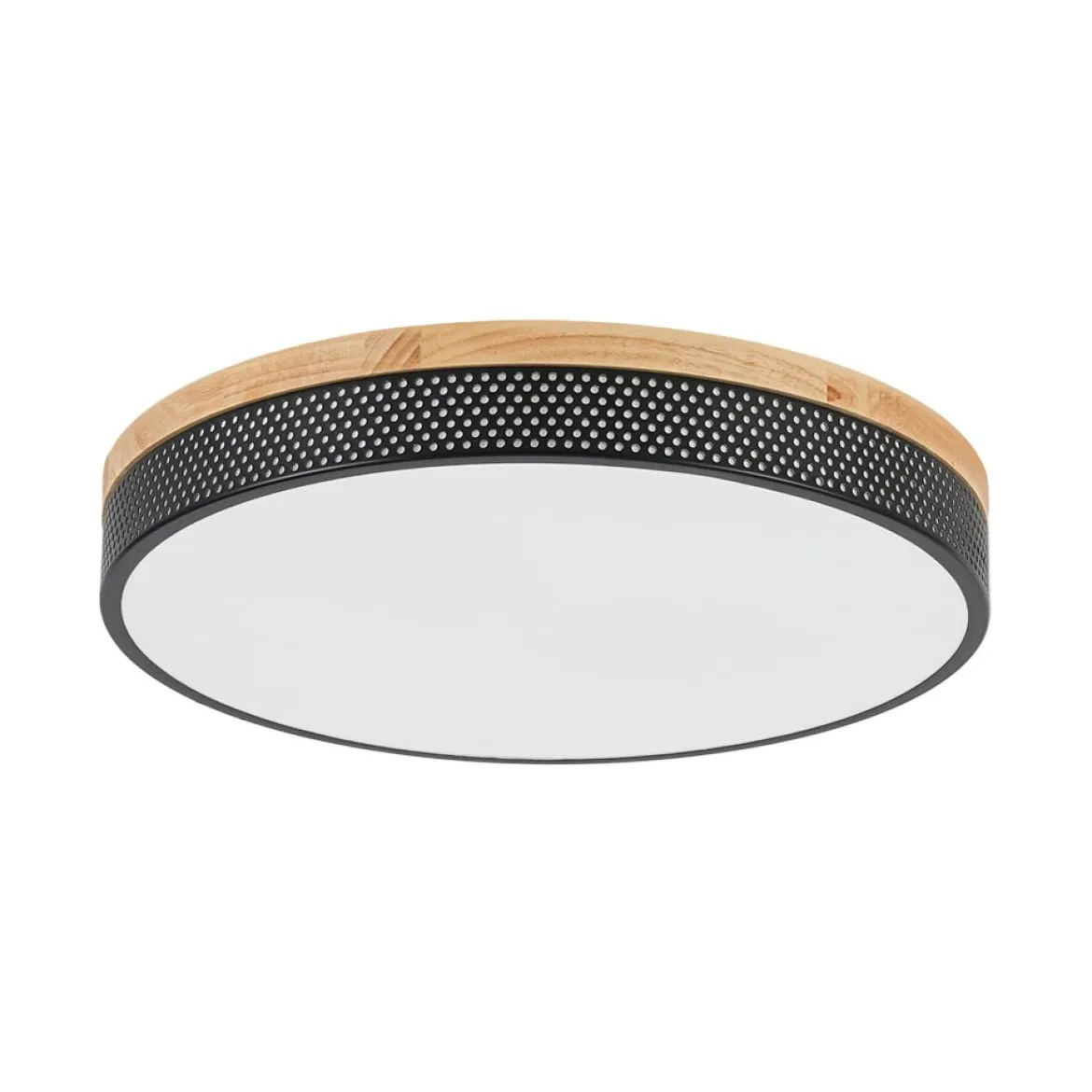 Rustic Black Mesh Wooden Dimmable LED Round Ceiling Light