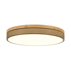 Rustic Black Mesh Wooden Dimmable LED Round Ceiling Light