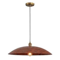 Rustic Brown 1-Light Oversized Flat Dome Pendant Light