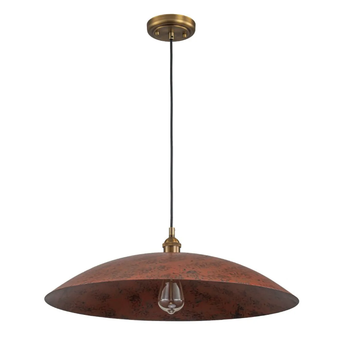 Rustic Brown 1-Light Oversized Flat Dome Pendant Light