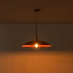 Rustic Brown 1-Light Oversized Flat Dome Pendant Light